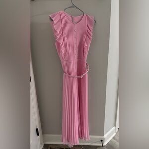 Self Portrait pink Chiffon Ruffle Midi Dress